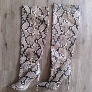 Aldo Snakeprint Thigh High Boots